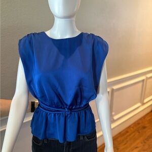 DO+BE Royal Blue Sleeveless Peplum Tie-Waist Blouse